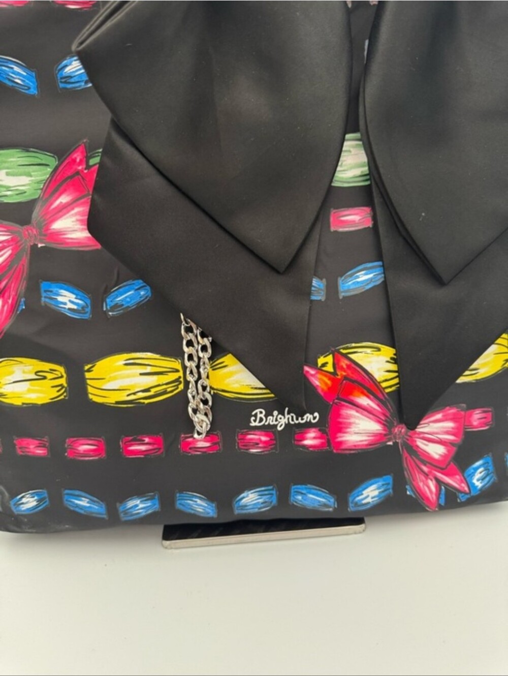 Brighton Black Tote with Multicolor Floral Bow Print... - Picture 2 of 6